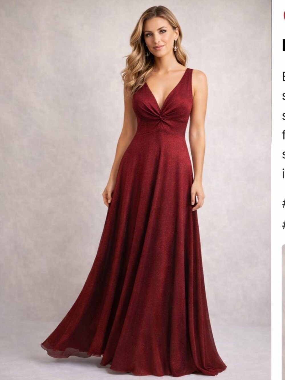 Elegant Burgundy Metallic Maxi Dress – Made in Italy – Size M